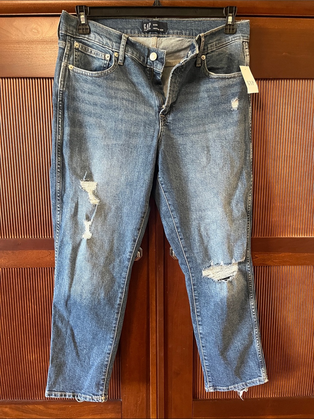 GAP Women's Ripped Light Blue Boyfriend Jeans